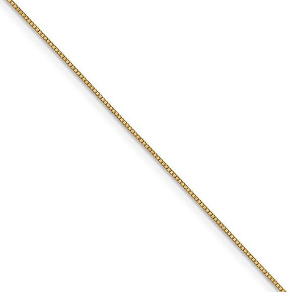 0.7mm, 14k Yellow Gold, Solid Box Chain Necklace, 24 Inch
